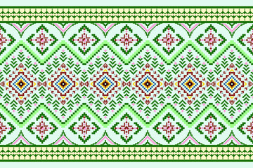 Geometric pixelated Arabic patterns on the fabric reflect the ornate and ethnicity,grid floral,grid colourful, backgrounds, seamless grid design for carpet,textile,textured,wallpaper,print,decorate