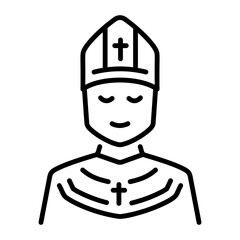 A linear style icon showing pope