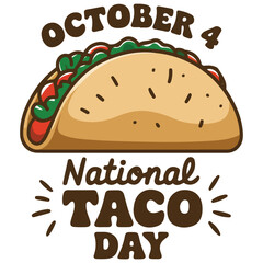 national taco day october fourth isolated vector
