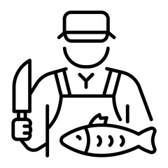 A line style icon showing fishmonger