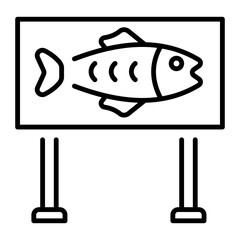 An outline style icon depicting fishing signboard
