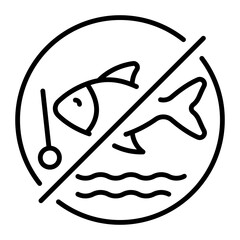 An outline style icon depicting no fishing