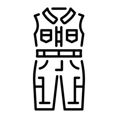 A linear style icon representing fishing dress