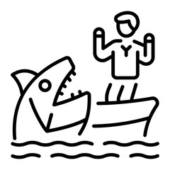 A linear style icon representing broadbill fish