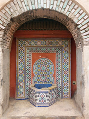 Moroccan public mosaic fountains made by zellige