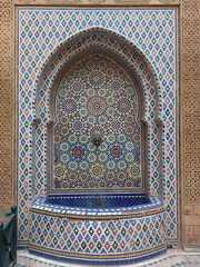 Moroccan public mosaic fountains made by zellige