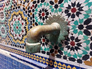Moroccan public mosaic fountains made by zellige
