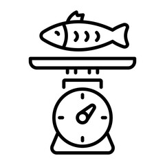 An outline style icon depicting fish weight