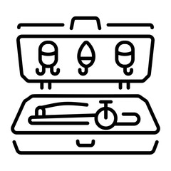 A line style icon showing tackle storage