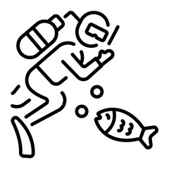 A linear style icon representing scuba diver