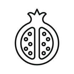Line pomegranate icon for health, fruit diet visuals, and organic food design.