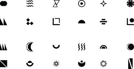 A set of graphic elements. Abstract geometric figures. Big set of abstract vector geometric shapes and trendy design elements