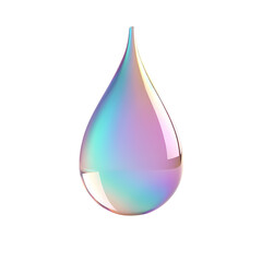 Iridescent droplet a stark image isolated on transparent background