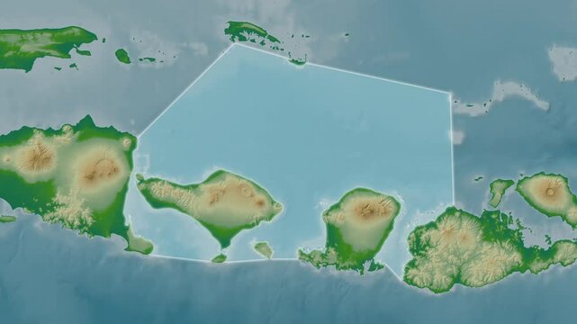 Bali Sea. Close-up on a colored elevation map