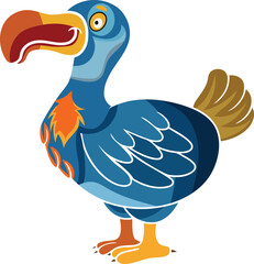 A cute and colorful dodo vector illustration, modern illustration of dodo, cartoon vector art of dodo, dodo vector icon design