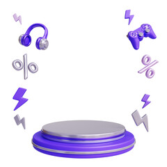 Cyber monday podium display 3d illustration on transparent background