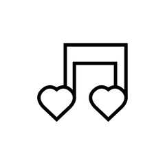 Love musical note icon. Romantic musical note sign. Line style love music icon. Graphic design vector