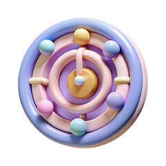Abstract pastel 3d circular design isolated on transparent background
