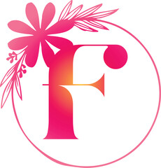Floral Letter F Monogram Logo Design