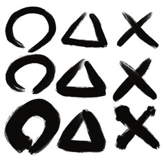 丸三角バツの筆文字