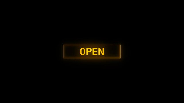 Vibrant 'Open Motion Graphic: Seamless loop of animated neon sign. Illuminating the storefront with stylish lights. Perfect for business front windows.
