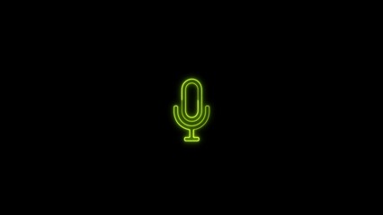 Neon Voice recording mic microphone button icon and 3d rendering.