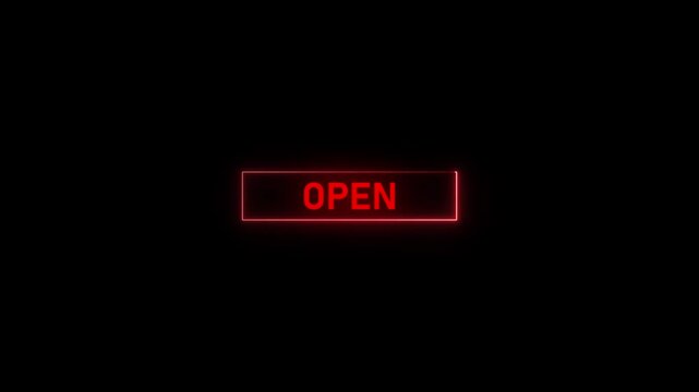 Vibrant 'Open Motion Graphic: Seamless loop of animated neon sign. Illuminating the storefront with stylish lights. Perfect for business front windows.