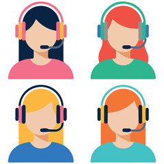 call center operators of different nation isolated vector