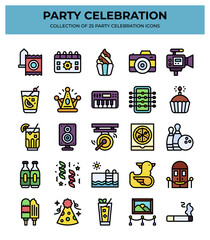 Party Celebration Icon Set. 25 Fun Event Icons