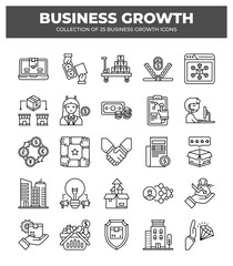 Collection of 25 Business Growth Icons: Boost Your Business with Strategic Planning