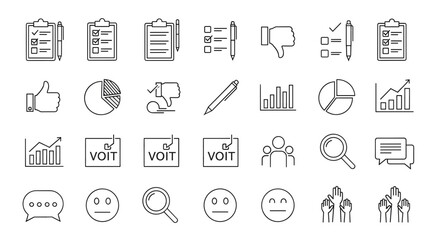 Minimal Clipboard and Checklist Icon Set, Office UI Line Icons