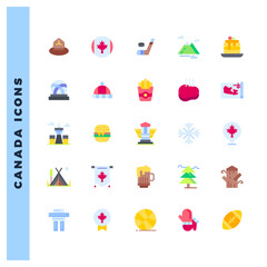 25 Canada Flat icon pack. vector illustration.