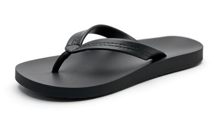 Single black flip-flop, isolated on white background , summer, sandal, footwear fashion