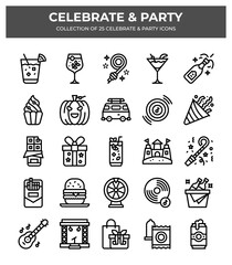 Celebrate & Party. Collection of 25+ Party & Celebrate Icons