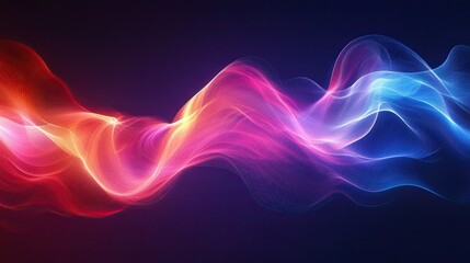 Colorful wavy light trails against a dark background, creating a dynamic and energetic abstract composition. 