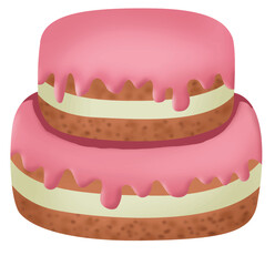 Cute cartoon hand drawn vector cake clipart.