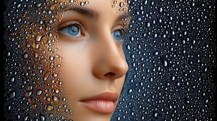 crying under rain, emotional woman rain, mascara tears rain, Tears in the Storm