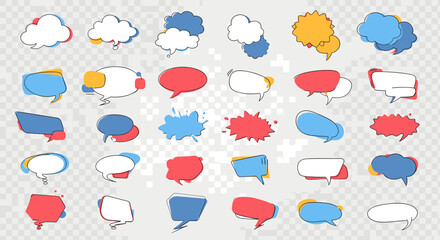 Colorful Speech Bubble and Comic Balloon Collection &mdash; Chat Bubbles, Thought Clouds, Callouts and Comic Style Dialogue Balloons