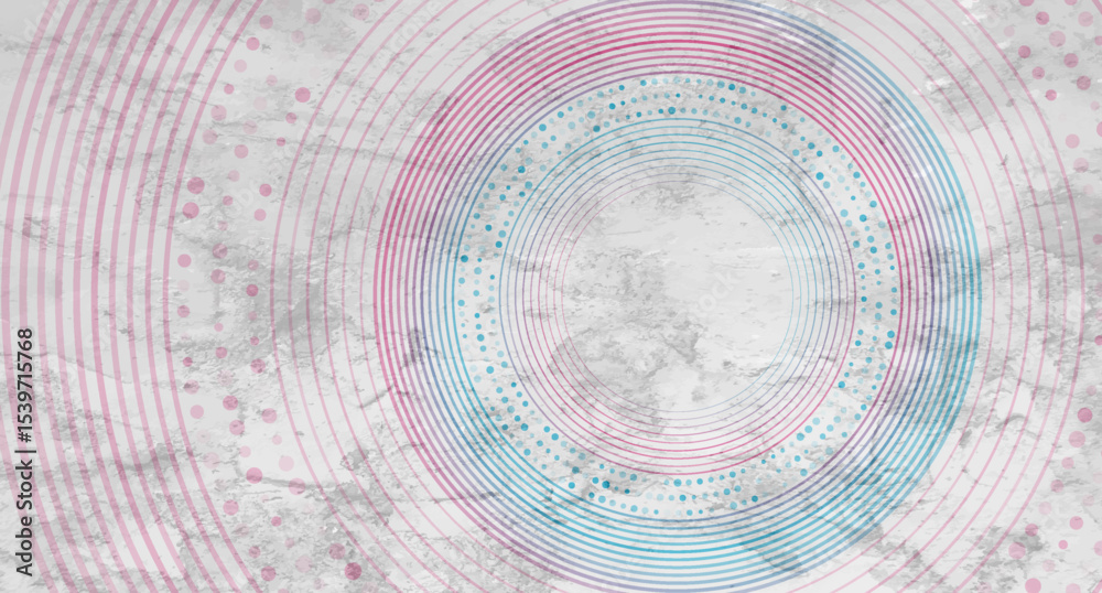 Poster blue pink concept linear and dotted circles abstract geometric grunge background. minimal retro vect