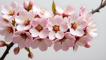 Obraz premium A close-up of beautiful pink cherry blossom flowers in spring bloom.