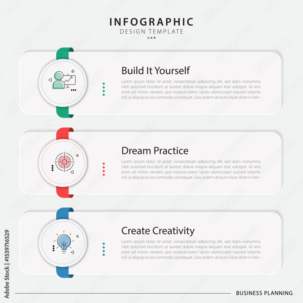 Poster vector infographic template design. 3 step timeline journey. process diagram, 3 options on white bac