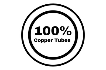Stamp of 100% copper tubes, 100% copper tubes stamp, logo, icon, seal, label for packaging 