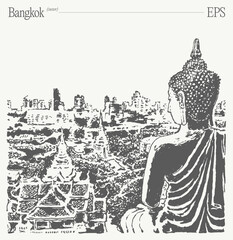 Buddha Overlooking Bangkok A Serene and Calm Cityscape Filled with Beauty and Inspiration