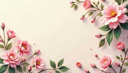 Fototapeta premium Subtle repeating floral motif on a plain background , spring, vintage