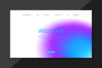 Fototapeta premium minimalist Gradient Landing Page Design Blue and Purple in white background
