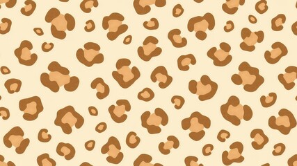 Simple animal pattern featuring a seamless repeating design with wild feline markings in brown tones on a cream background © TORO's STOCK
