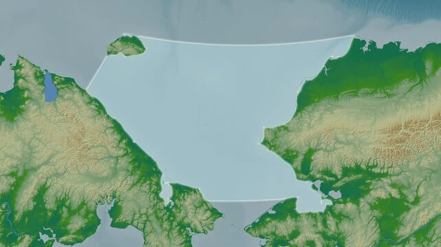 Chukchi Sea. Close-up on a colored elevation map