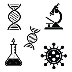 Modern biotechnology concept icon set