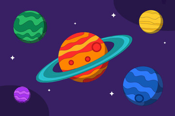Whimsical Cartoon Solar System A Colorful Planetary Illustration