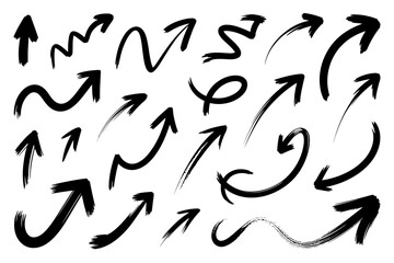 A Collection of 20 Hand-Drawn Black Arrows Vector Graphics for Design Projects